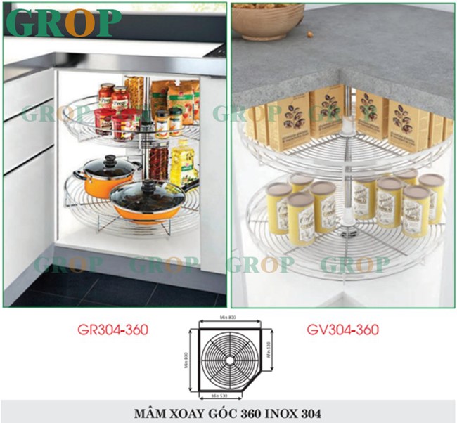 Mâm xoay góc 360 inox 304